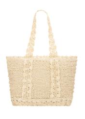 Light beige straw shopper bag TOREC-1222-1E(W26), back view of the product on a white background.