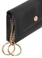 Black small women's leather wallet PORES-0895G-99(Z25), close-up of the product detail on a white background.