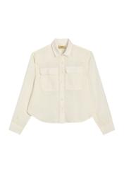 Women's white linen shirt KOSDT-0185-0B(W26)