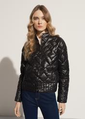 Women's black quilted jacket with stand-up collar KURDT-0440-99(W23)-01