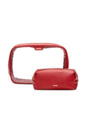 Large red two-piece women's cosmetic bag TOREC-0874A-41(Z25), product view with cosmetic bag on white background.