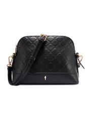 Black women's handbag with monogram TOREC-1180-9P(W26), front product view on white background.