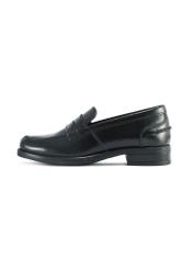 Black leather women's moccasins BUTYD-1097-99(Z25), product view from the side on a white background.-02