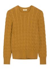 Mustard women's cotton sweater SWEDT-0269-2D(Z26), front product view on white background.