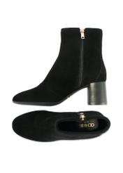 Black suede high-heeled ankle boots BUTYD-1218-99(Z25) - top and side view of the product on a white background.