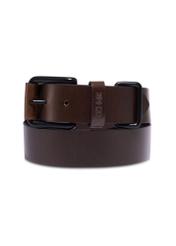 Men's dark brown leather belt PASMS-0241-1I(Z26) - front product view, on white background.
