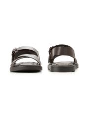 Men's dark brown leather sandals BUTYM-0537-1I(W26), front and back product view on white background.
