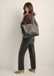 Black women's shopper bag with monogram TOREC-1291-9P(Z26)