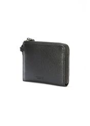 Men's leather wallet in black color PORMS-0633-99(W25), diagonal view of the product on a white background.