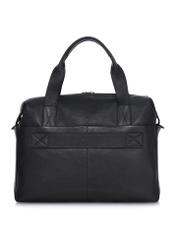 Men's black leather travel bag TORMS-0421A-99(Z25) - product view from the back on a white background.
