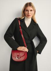Red classic women's handbag TOREC-0879 B-41(Z 25), front view of the product on the model, half of the silhouette visible.