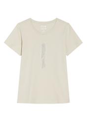 Light beige women's T-shirt with logo TSHDT-0157-1A(W26), front product view on white background.