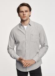 Grey men's shirt in fine peplite KOSMT-0311-91(Z23)-01