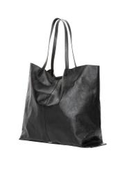 Black large leather shopper bag TORES-1354-99(Z26), diagonal product view on white background.