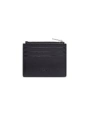 Black leather card case PORMS-0732-99(Z26) - product view from the back, on a white background.