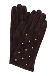 Brown suede women's gloves REKDS-0103-1I(Z26) - product view from above, on a white background.