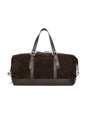 Brown suede men's bag TORMS-0540-1I(Z26), product view from the back on a white background.