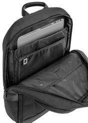 Black two-compartment men's backpack with logo PLCMN-0001C-99(Z24)-05