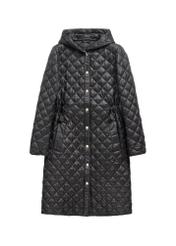 Black women's quilted jacket KURDT-0680-99(Z26) - front product view, on white background.