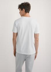 Men's white T-shirt TSHMT-0137-0A(W26) - back view of the product, on a model, against a light background. Knee-length silhouette visible.