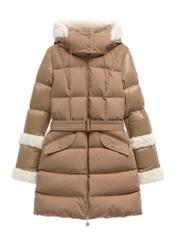 Beige women's winter jacket KURDT-0697-1B(Z26) - front product view, on white background.