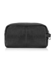 Black leather men's cosmetic bag TORMS-0422A-99(Z25) - back view of the product on a white background.