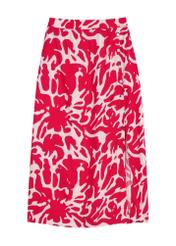 Pink viscose midi skirt SPCDT-0129-5P(W26) - front product view, on white background.