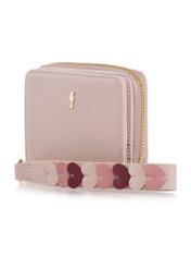 Small pink women's wallet with handle POREC-0395A-31(Z25), diagonal product view on white background.