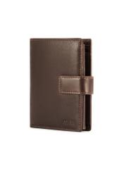 Medium brown men's wallet made of genuine leather PORMS-0670-89(Z25), diagonal product view on a white background.