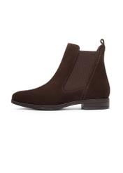Women's brown suede ankle boots BUTYD-1009-1I(Z26), side view on a white background.