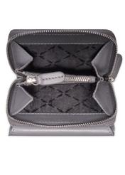 Graphite small leather women's wallet PORES-1025-9D(Z26) - product view from above, on white background.