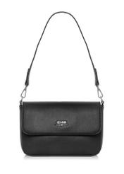 Black rectangular women's messenger bag TOREC-0930B-99(Z25), product view with strap on white background.