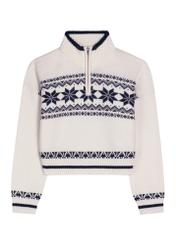 Cream women's sweater with Norwegian pattern SWEDT-0273-0B(Z26), front product view on white background.