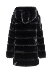 Women's artificial fur coat with hood FUTDP-0001-99(Z21)-03