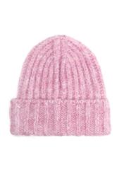 Women's winter hat in pink CZADT-0205-31(Z25), product view from the back on a white background.