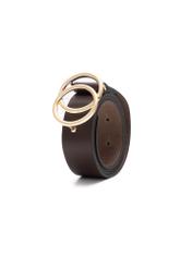 Brown women's leather belt PASDS-0172E-90(Z25), diagonal product view on white background.