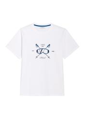 Men's white T-shirt with TSHMT-0160-0A(Z26) print, front product view on a white background.