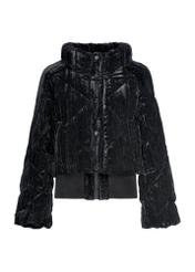 Women's short shiny jacket KURDT-0607-99(Z25), front product view on white background.