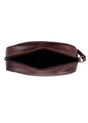 Dark brown leather men's cosmetic bag TORMS-0544-1I(Z26), product view inside on white background.
