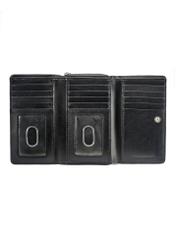 Black leather women's wallet with monogram PORES-0882A-99(W25)