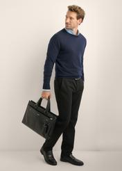 Large black men's backpack PLCMS-0026-99(Z26), diagonal view of the product on the model. Full body visible.