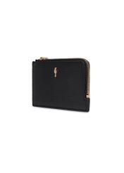 Black leather card case PORES-1018-9IZ26), diagonal view of the product on a light background.