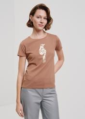 Women's camel colored t-shirt with oriole TSHDT-0124-24(W24)-01