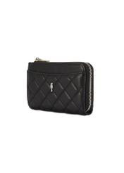 Small quilted black women's wallet POREC-0423-99(Z25), diagonal product view on white background.