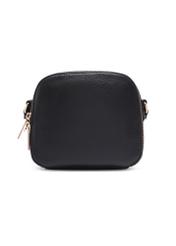 Leather two-compartment women's handbag in black TORES-1428-9I(Z26), product view from the back on a white background.