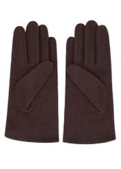 Dark brown women's wool gloves REKDT-0027A-1I(Z26), product view from the back on a white background.