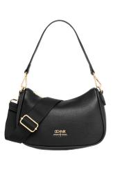 Black imitation leather handbag TOREC-1265-9I(Z26), product view from the front on a white background.