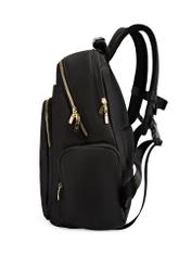 Black large women's backpack TOREN-0321-99(Z25), product view from the side on a white background.
