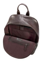 Dark brown leather men's backpack TORMS-0458-89(Z25), product view inside on white background.