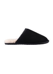 Men's black suede slippers BUTYM-0551-9E(Z26), side view of the product on a white background.